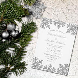 Invitación Boda de invierno con copo de nieve de plata