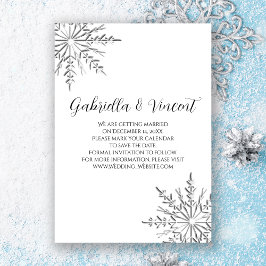 Invitación Boda de invierno con copo de nieve salva la fecha