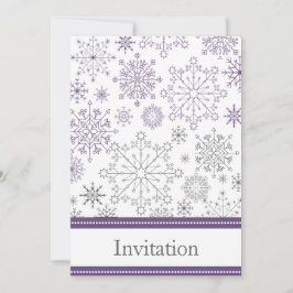 Invitación boda de invierno con copos de nieve púrpura