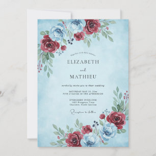Invitación Boda de invierno con escarcha azul claro