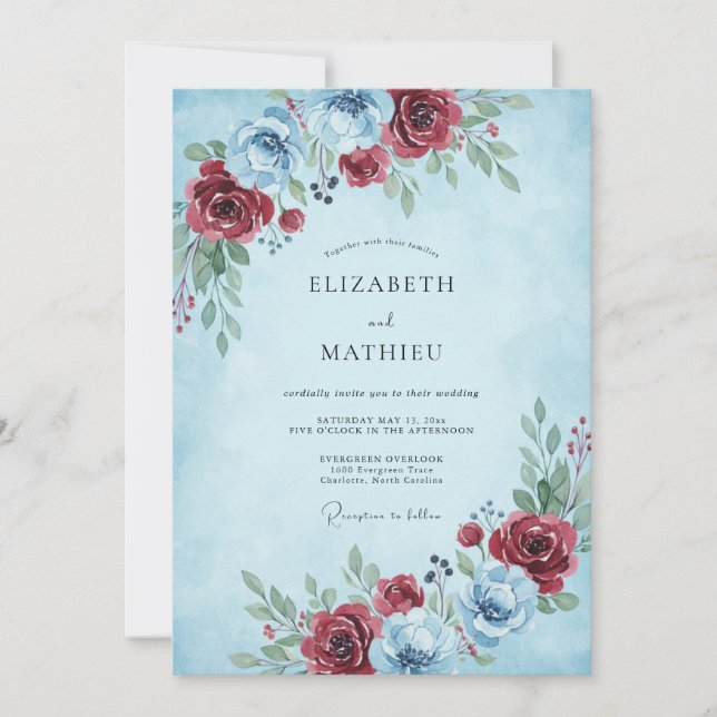 Invitación Boda de invierno con escarcha azul claro (Anverso)