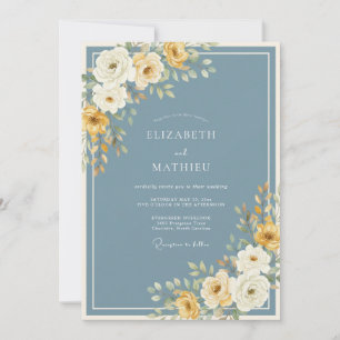 Invitación Boda de invierno con escarcha azul polvorienta