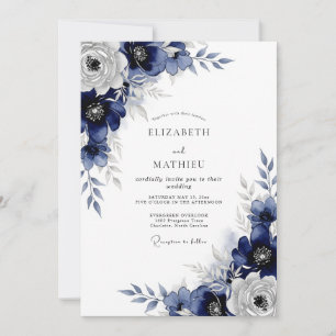 Invitación Boda de invierno con escarcha naval