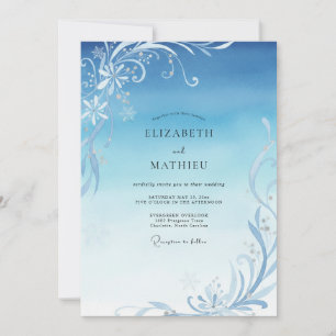 Invitación Boda de Invierno con Filigrana de Hielo y Eucalipt