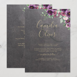 Invitación Boda de invierno con flores de Berry gris plateado