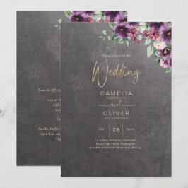 Invitación Boda de invierno con flores de Berry gris plateado