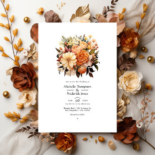 Invitación Boda de invierno con flores de mezcla marrón