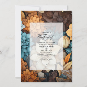 Invitación Boda de invierno con flores de mezcla marrón