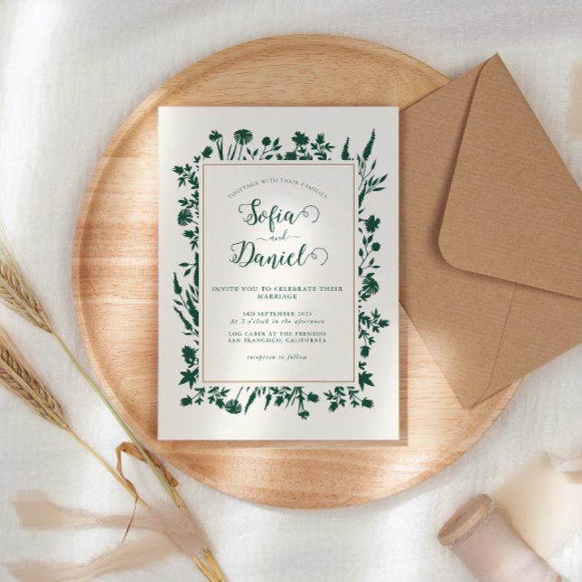 Invitación Boda de invierno con flores de vegetación (Subido por el creador)