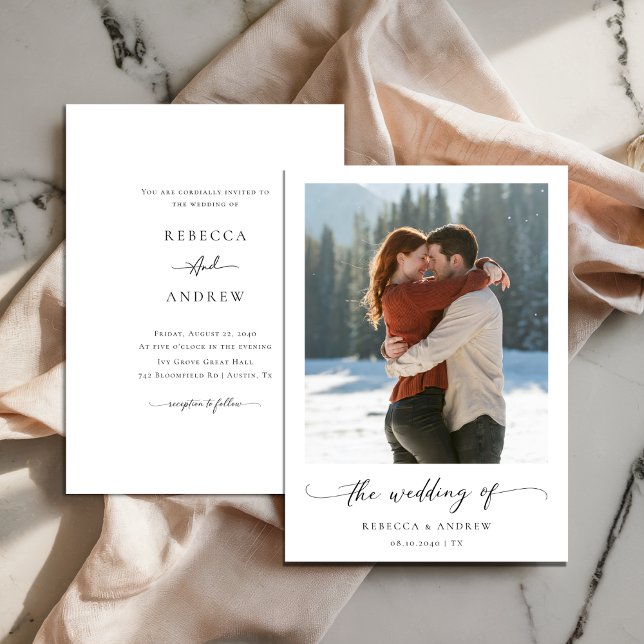 Invitación Boda de invierno con foto romántica escrita a mano (Subido por el creador)