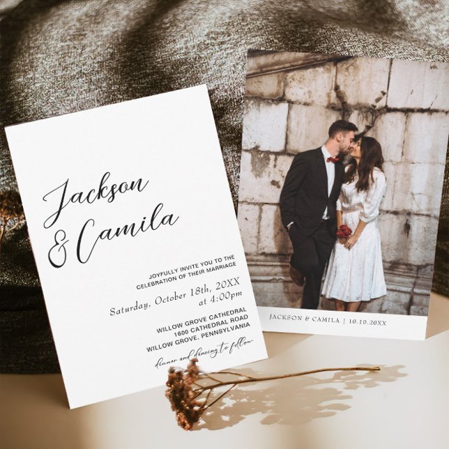 Invitación Boda de invierno con fotos clásicas en blanco y ne (Subido por el creador)