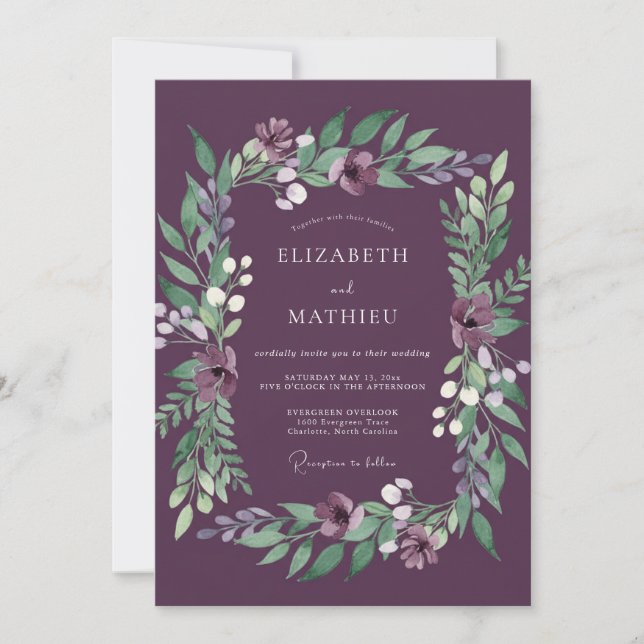 Invitación Boda de invierno con Frosty Plum (Anverso)
