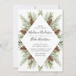 Invitación Boda de Invierno con Marco de Piña en Acuarela