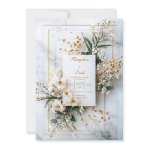 Boda de Invierno con Mármol Blanco y Floral Dorado