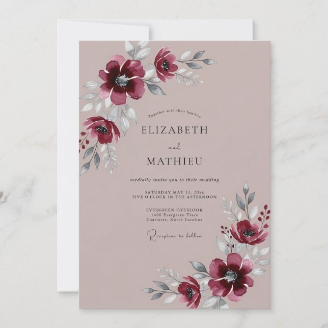 Invitación Boda de invierno con Mauve Pulido (Anverso)