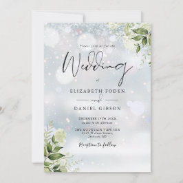 Invitación Boda de invierno con monograma floral elegante de 