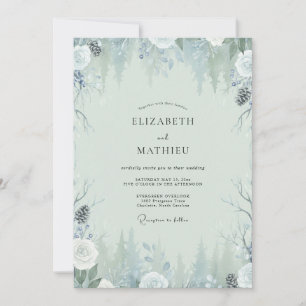 Invitación Boda de invierno con piña helada y eucalipto