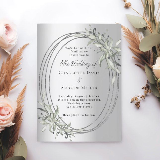 Invitación Boda de invierno con vegetación plateada (Subido por el creador)