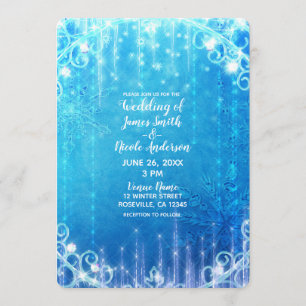 Invitación Boda de invierno congelado con destellos azules
