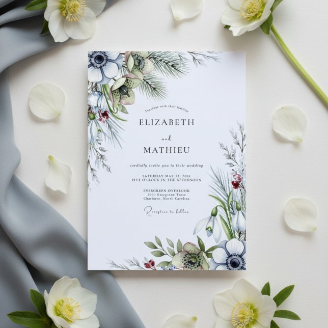 Invitación Boda de invierno de Anémona Azul Polvoriento (Subido por el creador)