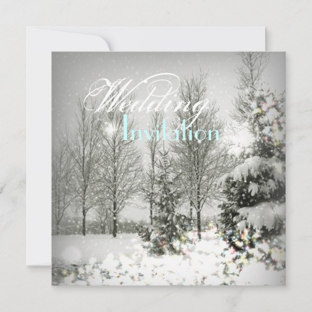 Invitación Boda de invierno de árboles de Navidad del bosque  (Anverso)