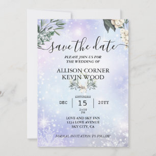 Invitación Boda de invierno de bosque de bosques de nieve de 