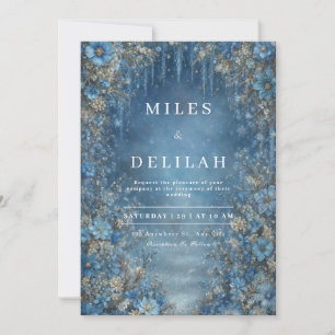 Invitación Boda de invierno de ensueño con carámbano floral a