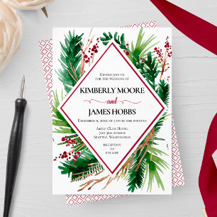 Invitación Boda de Invierno de Ferns y Berries
