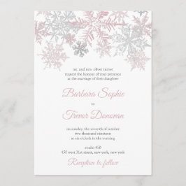 Invitación Boda de invierno de hojaldre rosa y plateado con p