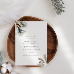 Invitación Boda de invierno de hojas de pino y de cono de pin
