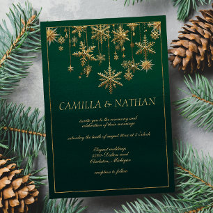 Invitación Boda de invierno de invierno de copo de nieve dora