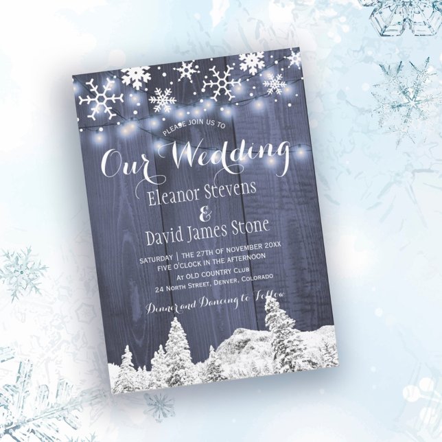 Invitación Boda de invierno de invierno de granero de nevadas (Subido por el creador)