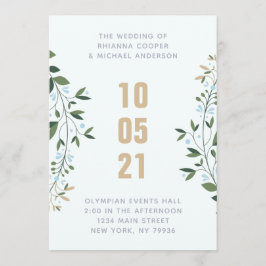 Invitación Boda de invierno de la corona azul y dorada