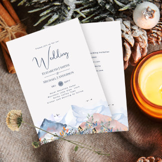 Invitación Boda de invierno de la escena de la montaña LeahG