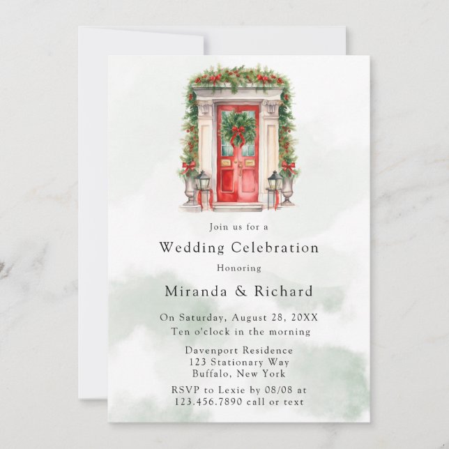 Invitación Boda de Invierno de la Puerta de la Iglesia navida (Anverso)