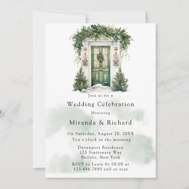 Invitación Boda de Invierno de la Puerta de la Iglesia navida (Anverso)