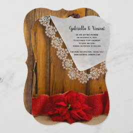 Invitación Boda de invierno de la rusa de la Poinsettia Roja 