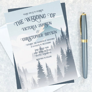 Invitación Boda de invierno de la Selva de Niebla Gris Mounta