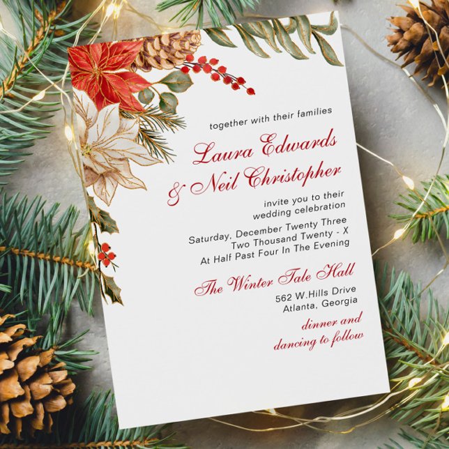 Invitación Boda de Invierno de las Flores Evergreen (Subido por el creador)