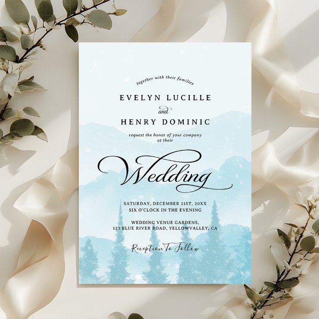 Invitación Boda de Invierno de las Montañas Pino Snowy (Subido por el creador)