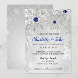 Invitación Boda de invierno de los copos de nieve Blue Royal