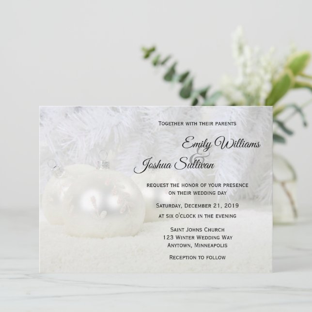Invitación Boda de Invierno de los Navidades Blancos (Anverso de pie)