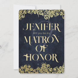 Invitación Boda De Invierno De Lujo Azul Y Oro Floreciente