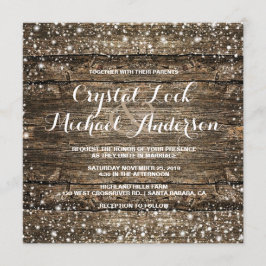 Invitación Boda de invierno de madera rústica con copas de ni