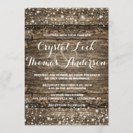 Invitación Boda de invierno de madera rústica con copas de ni