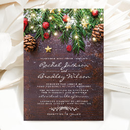 Invitación Boda de invierno de Navidad rústica y campestre