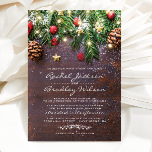 Invitación Boda de invierno de Navidad rústica y campestre