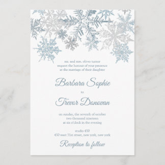 Invitación Boda de Invierno de Navidades con copos de nieve a