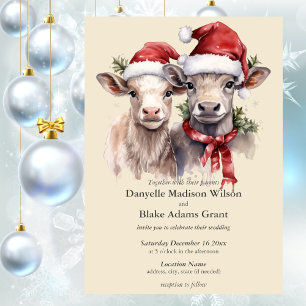 Invitación Boda de Invierno de Navidades Cute Santa Cows