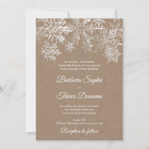 Invitación Boda de invierno de Navidades de copos de nieve bl